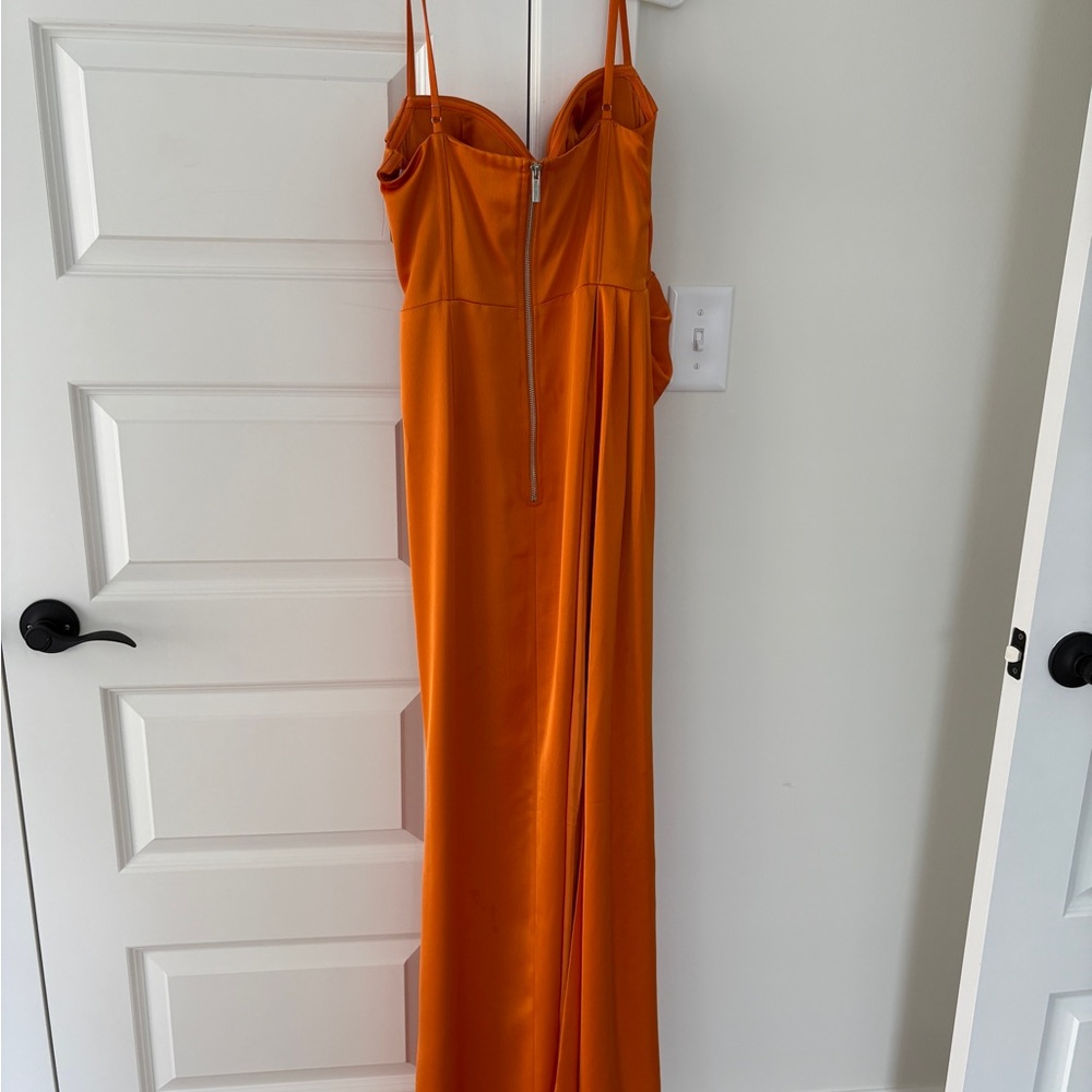 Orange Spaghetti Strap Slip Dress for Cocktail